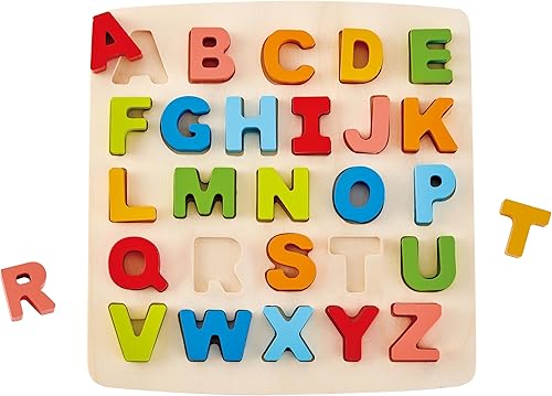 Hape Rompecabezas de aprendizaje de bloques del alfabeto, letras ABC de madera, tablero de juguete educativo colorido para niños pequeños y niños, disponible en Yaxa Costa Rica