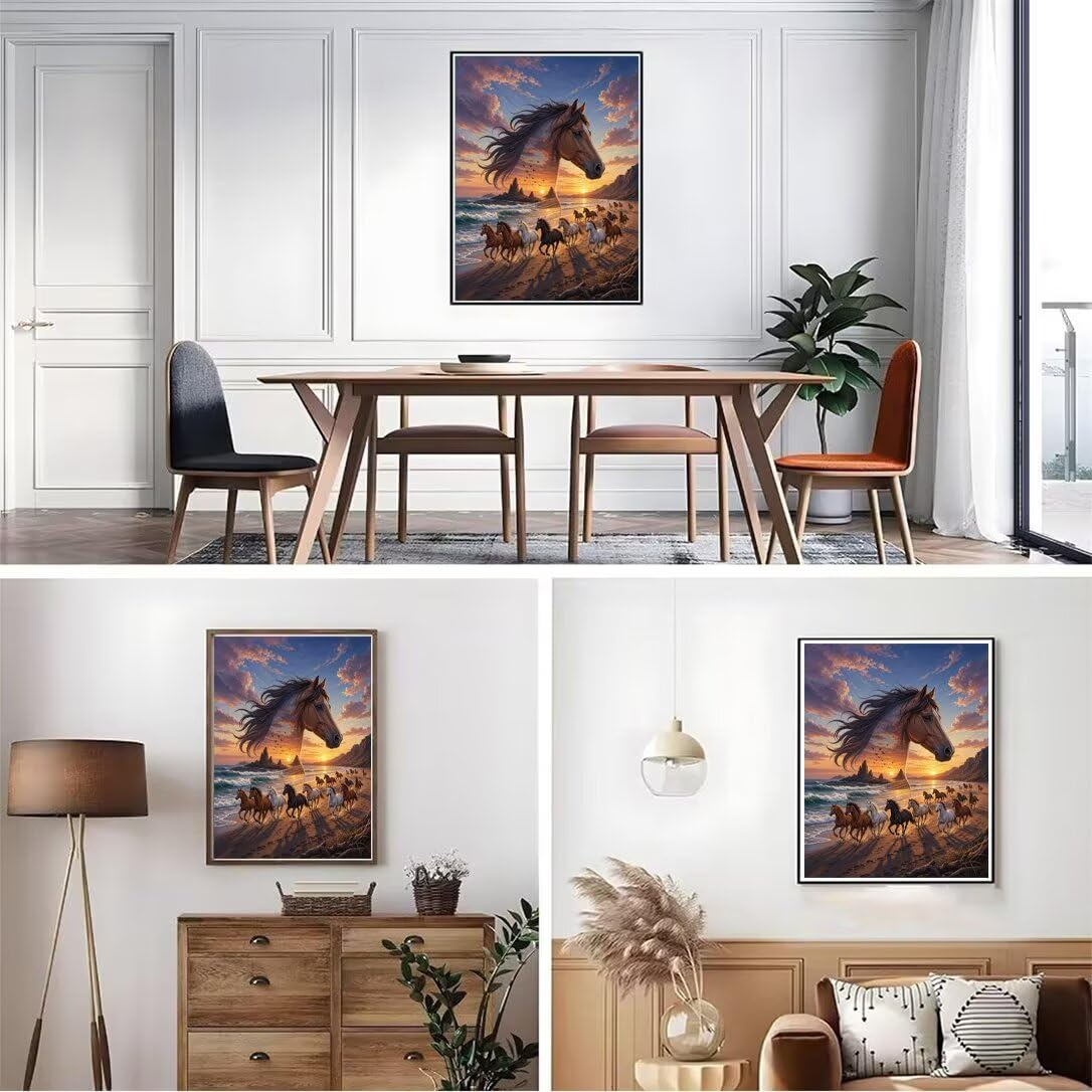 Diamond Painting Caballos, Manualidad Creativa y Relajante 80x100cm C8-118
