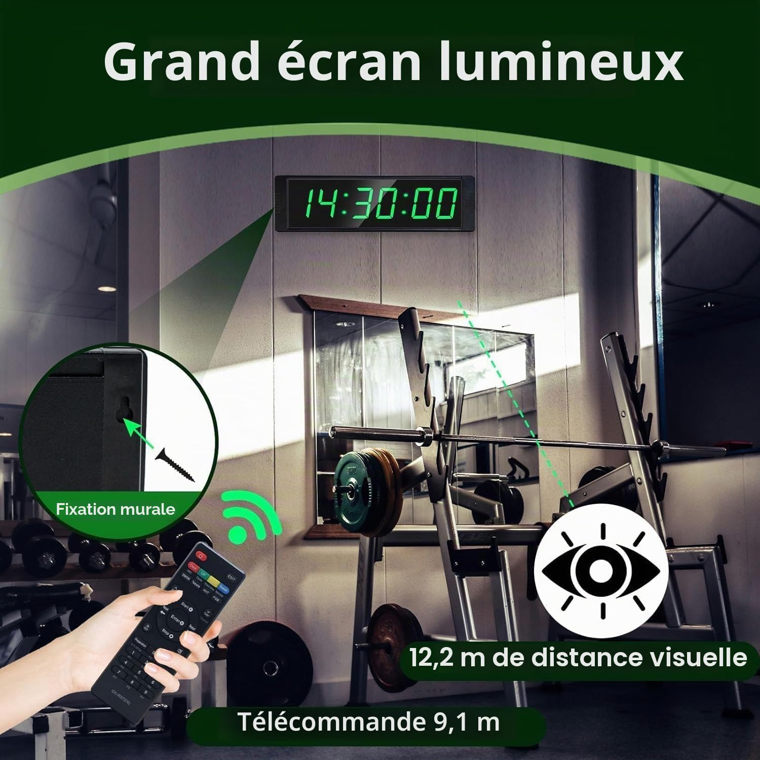 YZ Chronomètre Bouton avec Buzzer, Timer Sport Minuteur Fitness, Game Timer | Écran LED lumineux, télécommande, multimode, boîtier aluminium résistant,facile à transporter