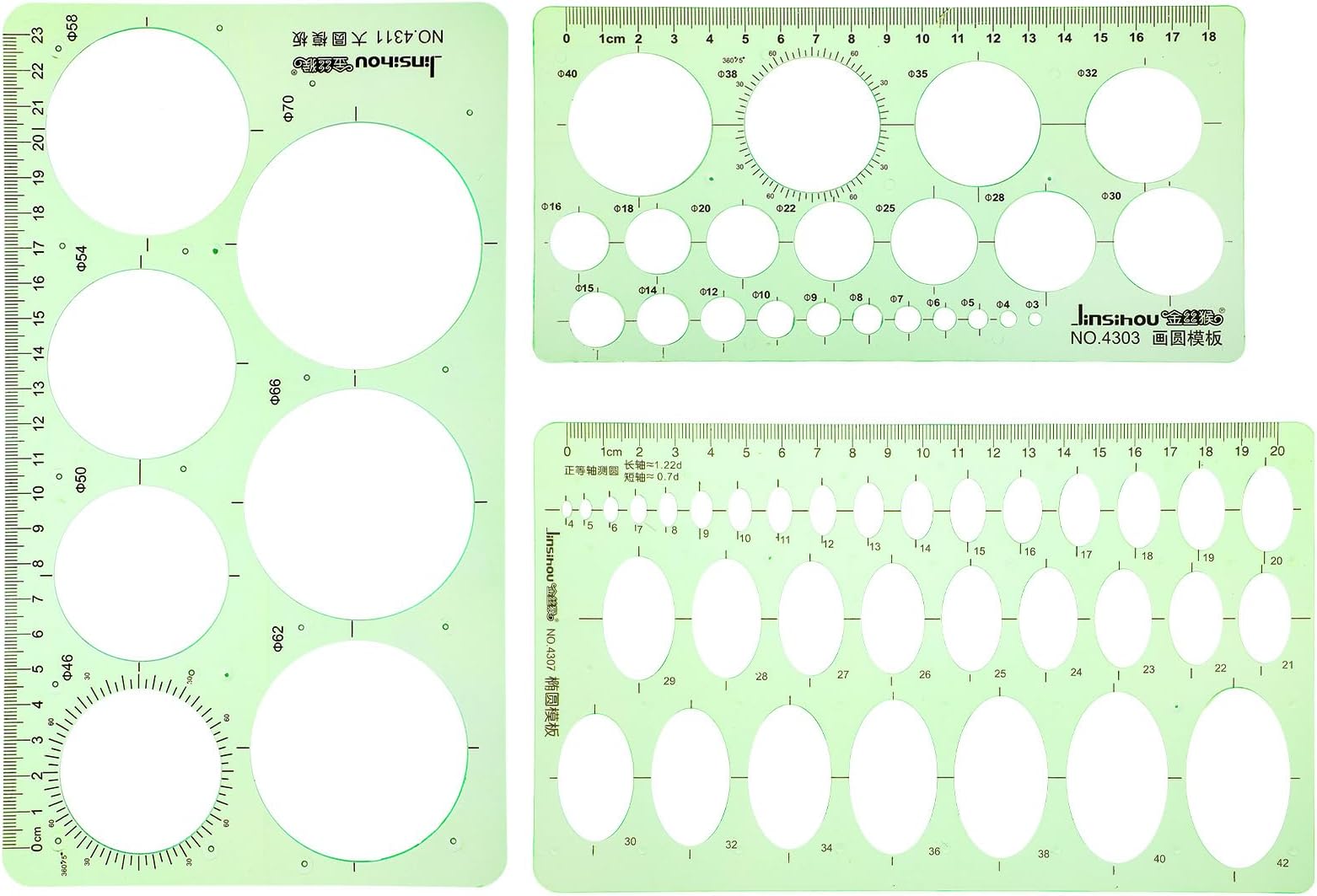 3Pcs Circle Template for Drawing, Transparent Circle Stencils, Drafting & Painting, Geometric Ruler for School, Office & Art Supplies