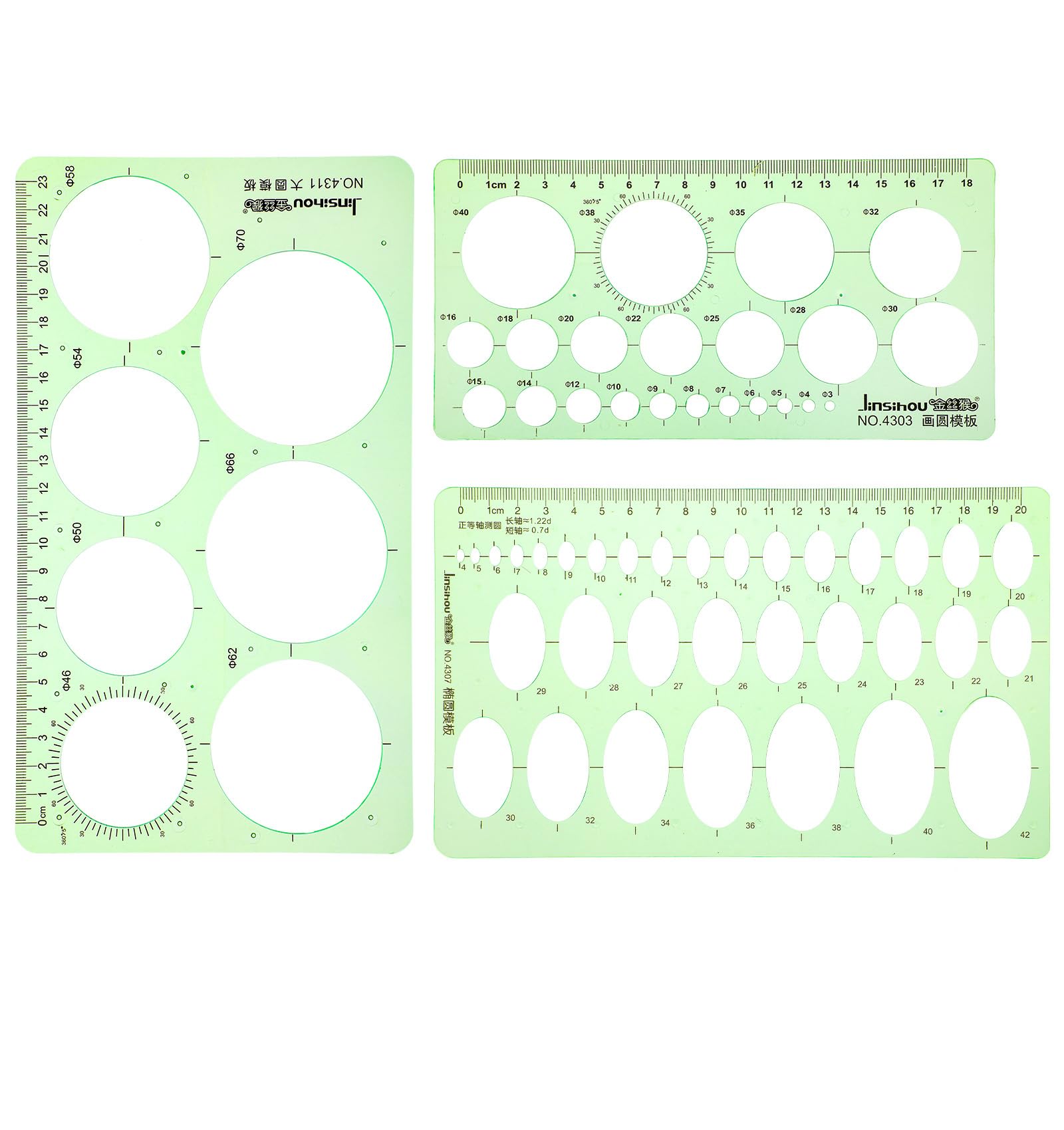3Pcs Circle Template for Drawing, Transparent Circle Stencils, Drafting & Painting, Geometric Ruler for School, Office & Art Supplies