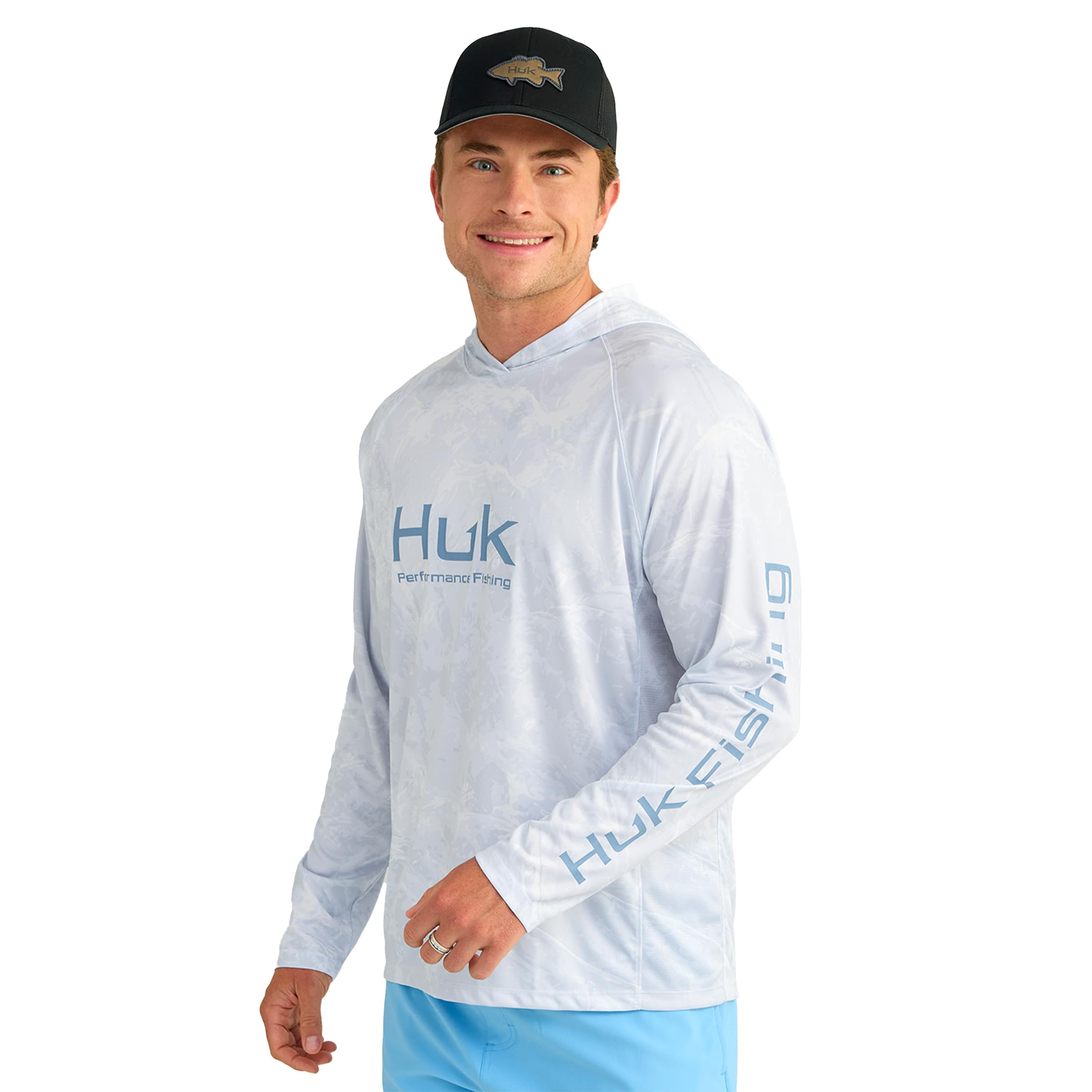 HUKMen's Pursuit Pattern Crew Sleeve, Performance Shirt