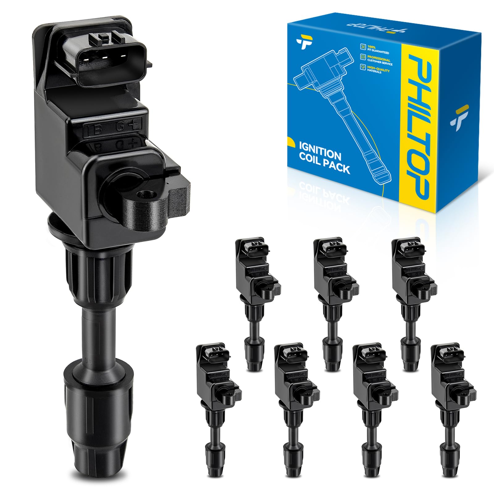 PHILTOP Ignition Coil Pack Fit for Q45 1997 1998 1999 2000 2001 V8 4.1L, Replacement for UF 282, 48613, 673-4012, C-794, GN10729