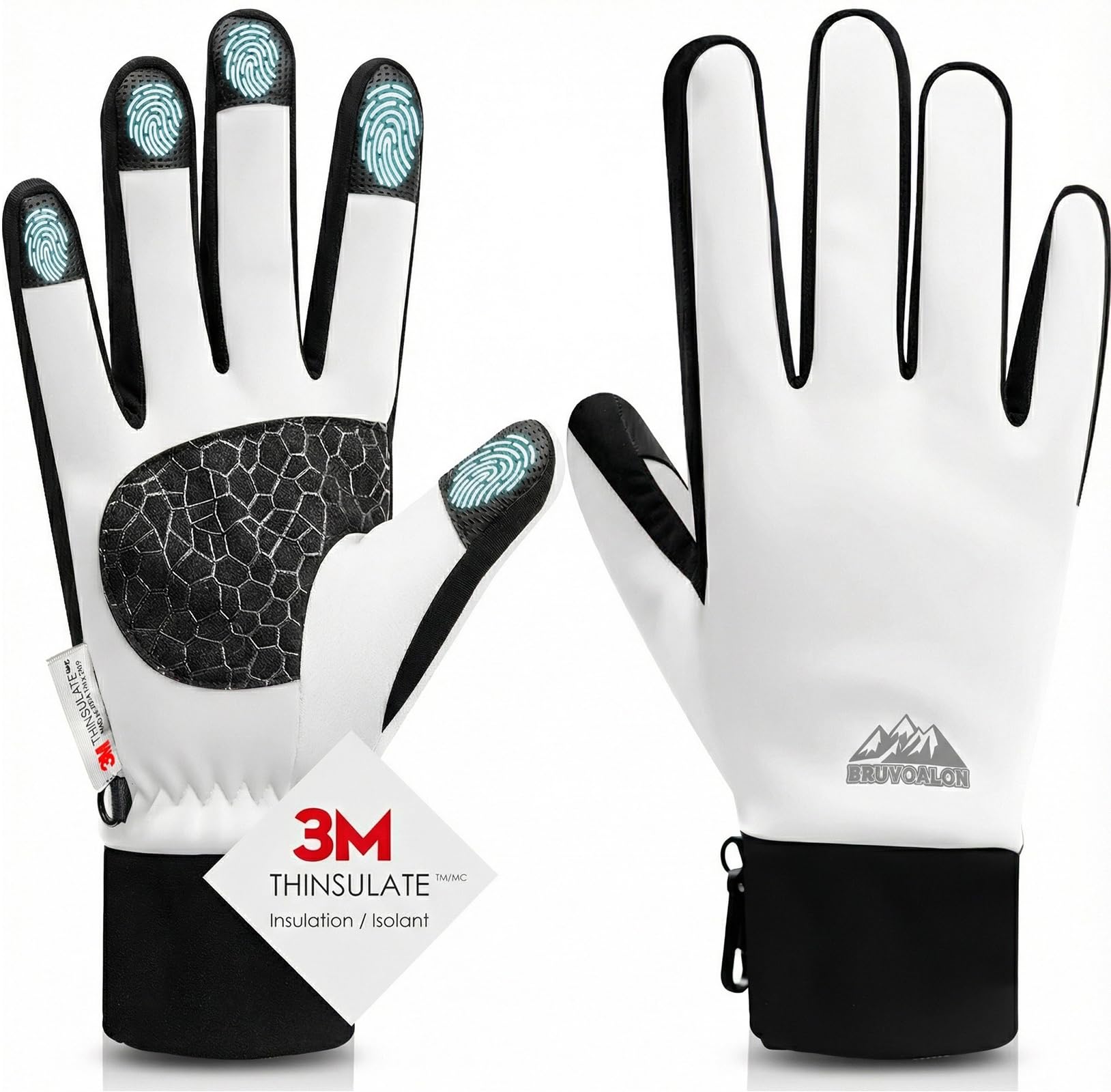 Bruvoalon Winter Gloves for Women &amp; Men, 3M Thermal Insulation, Lycra Fabric, Touchscreen, Anti-Slip
