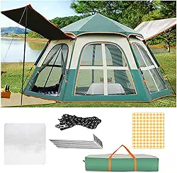 Barraca de acampamento familiar de camada dupla, barraca de acampamento pop-up, barraca de cúpula, barraca familiar para 3-5 pessoas com bolsa de transporte, barraca leve para acampamento, viagens