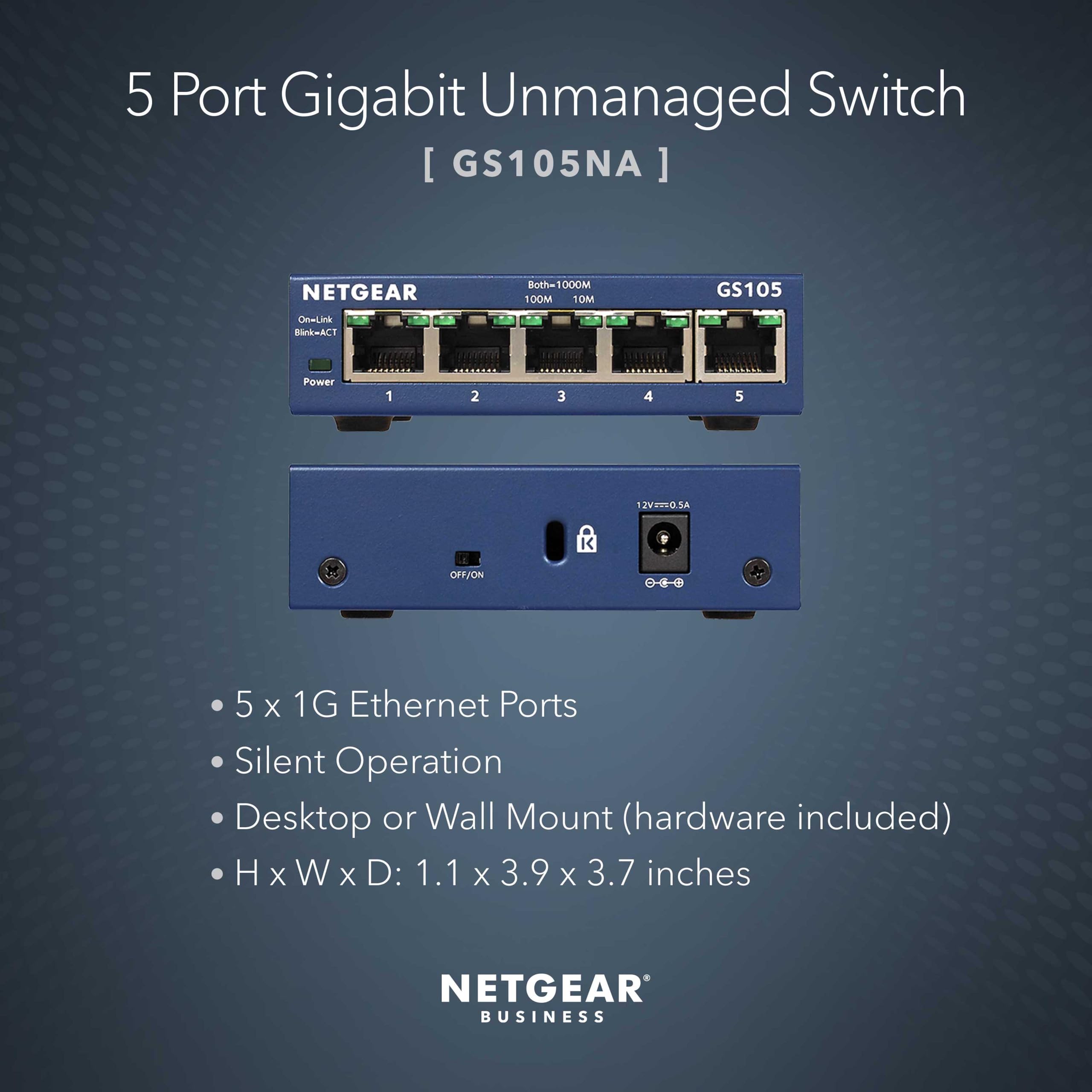 NETGEAR 5-Port Gigabit Ethernet Unmanaged Network Switch (GS105NA) — Amazon image 2