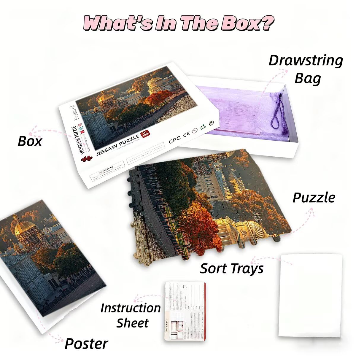 Puzzle 1500 elementów, dla dorosłych, jesień, Londyn, klasyczne drewniane puzzle dla dorosłych, 87 x 57 cm, niepożądane wyzwanie, gra edukacyjna, puzzle dla całej rodziny, relaksacyjny, prezent dla
