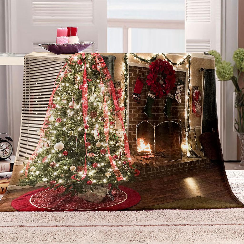 Manta De Franela De Microfibra 180X220Cm Manta De Felpa Suave para Sofá Cama 3D Decoraciones Navideñas Impresión Patrón Polar Invierno Gruesa Y Esponjosa Caliente Transpirable