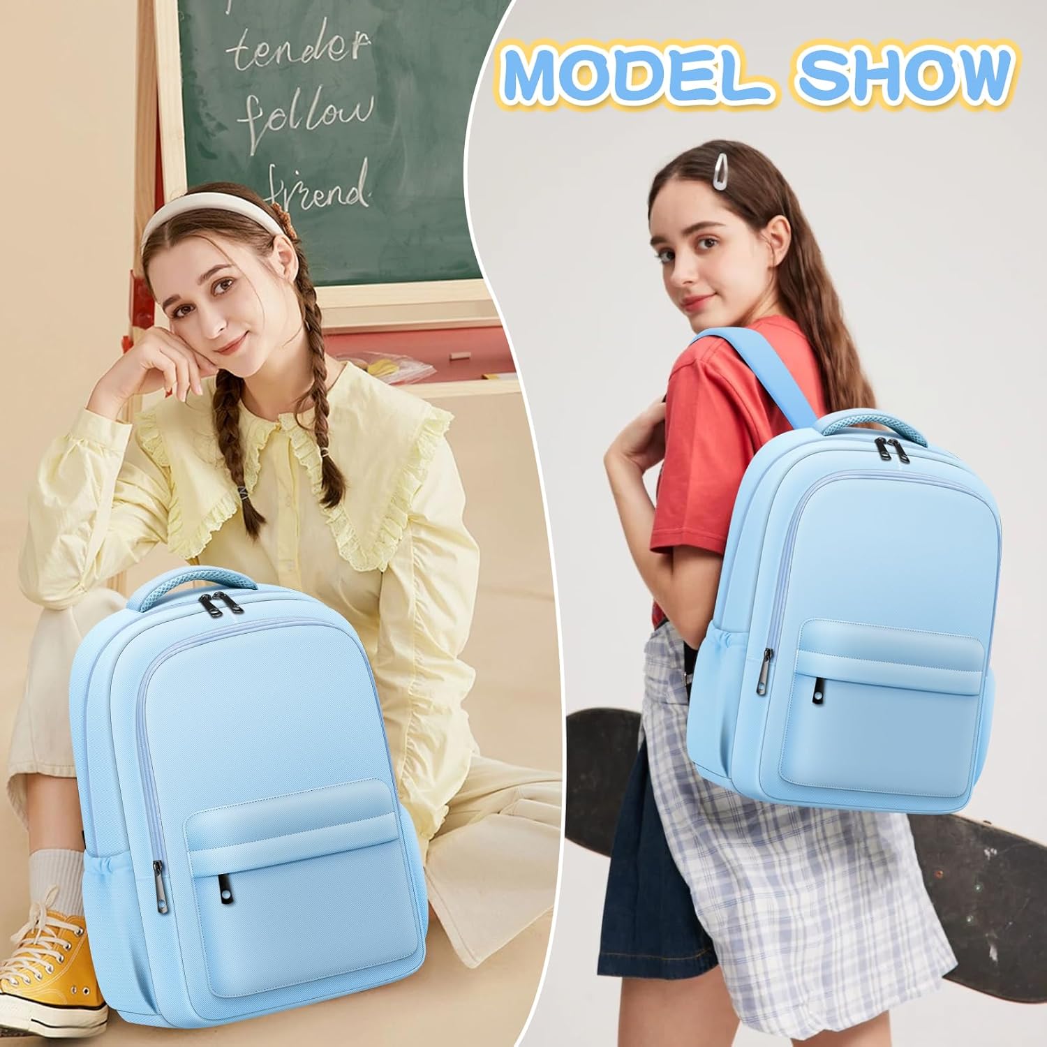 Aesthetic Cute Backpack for School Kids Bookbags Student Backpacks for Teen Girls Preppy Casual Middle School Bag - Image 7