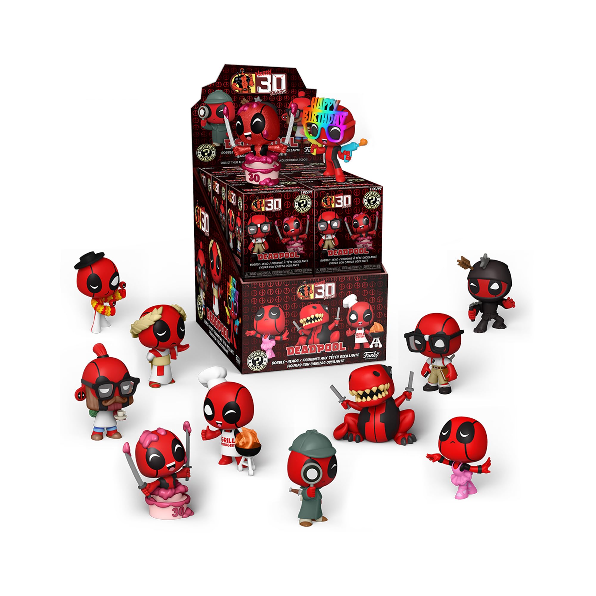 Funko Mystery Mini: Deadpool 30Th 12Pc Pdq Exc One Random Mystery Action Figure 55210, Multicolor