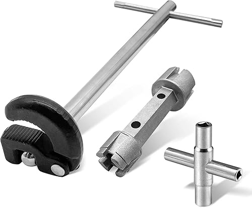 HAUTMEC Llave de agua de 4 vías Sillcock paquete de llaves con llave extractora de drenaje de bañera y llave de lavabo