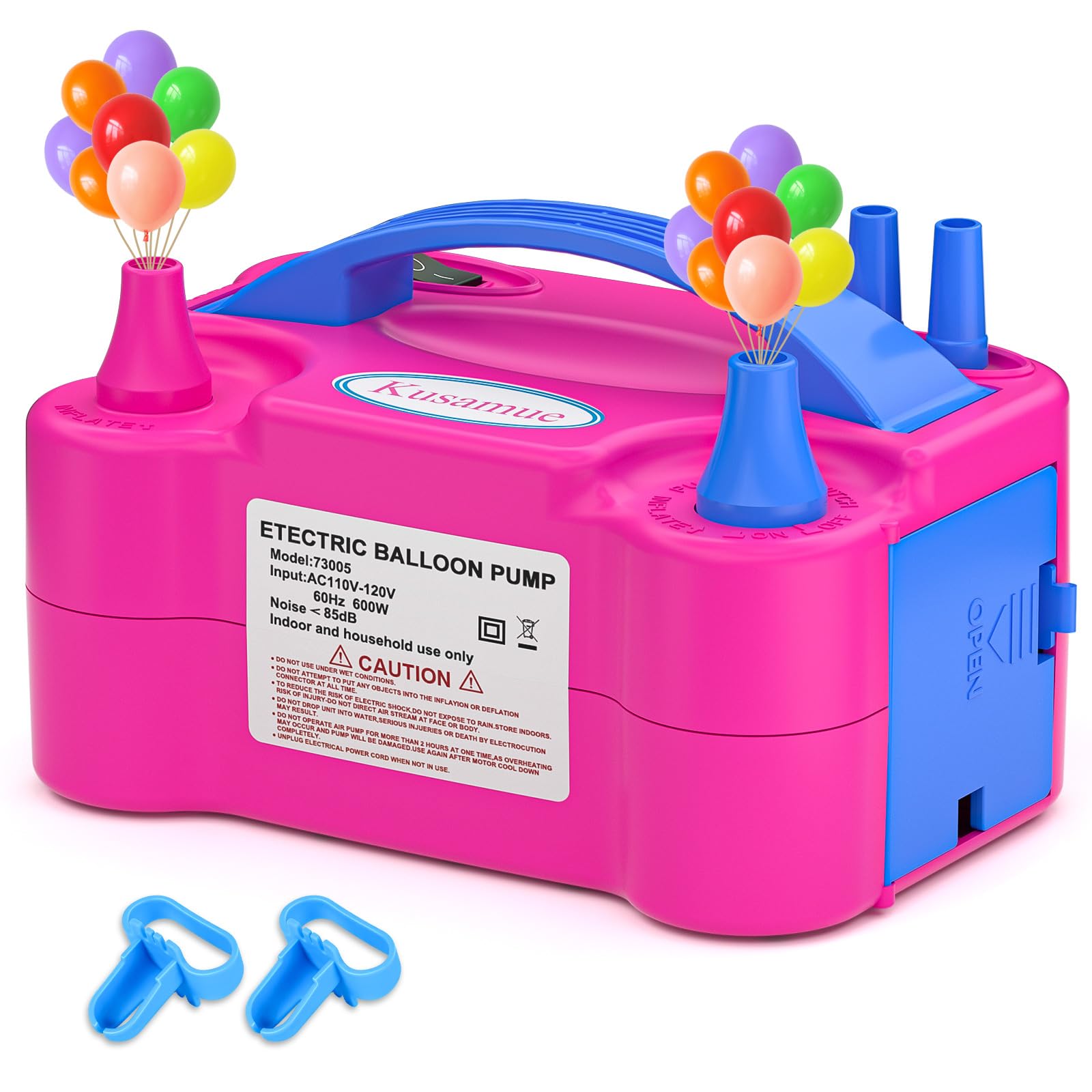 Electric Balloon Pump, Balloon Inflator Machine for Balloons at Home,Quick Inflation Dual Nozzle Balloon Blower Portable Air Balloon Pump Balloons Inflator for Kids Party Decoration (Rose Red)
