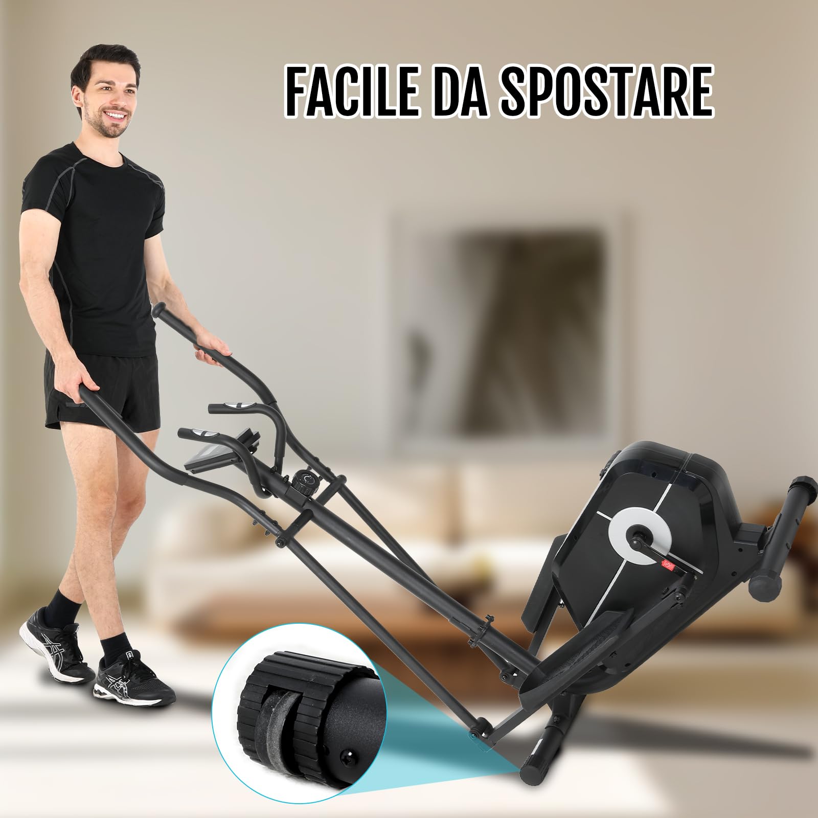 Cyclette Ellittica da Casa con 8 Livelli di Resistenza, Schermo LCD con Supporto per Smartphone, Ellittica Professionale per Casa con Passo di 280 mm, NV-9304