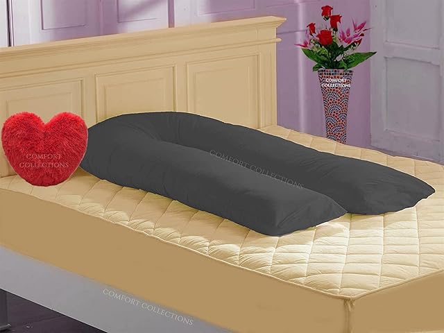 U Shaped Pillow Case Cover Maternity Nursing Pregnancy Full Body Big Bolster Pillow Case Cover (GREY 9FT U COVER ONLY)