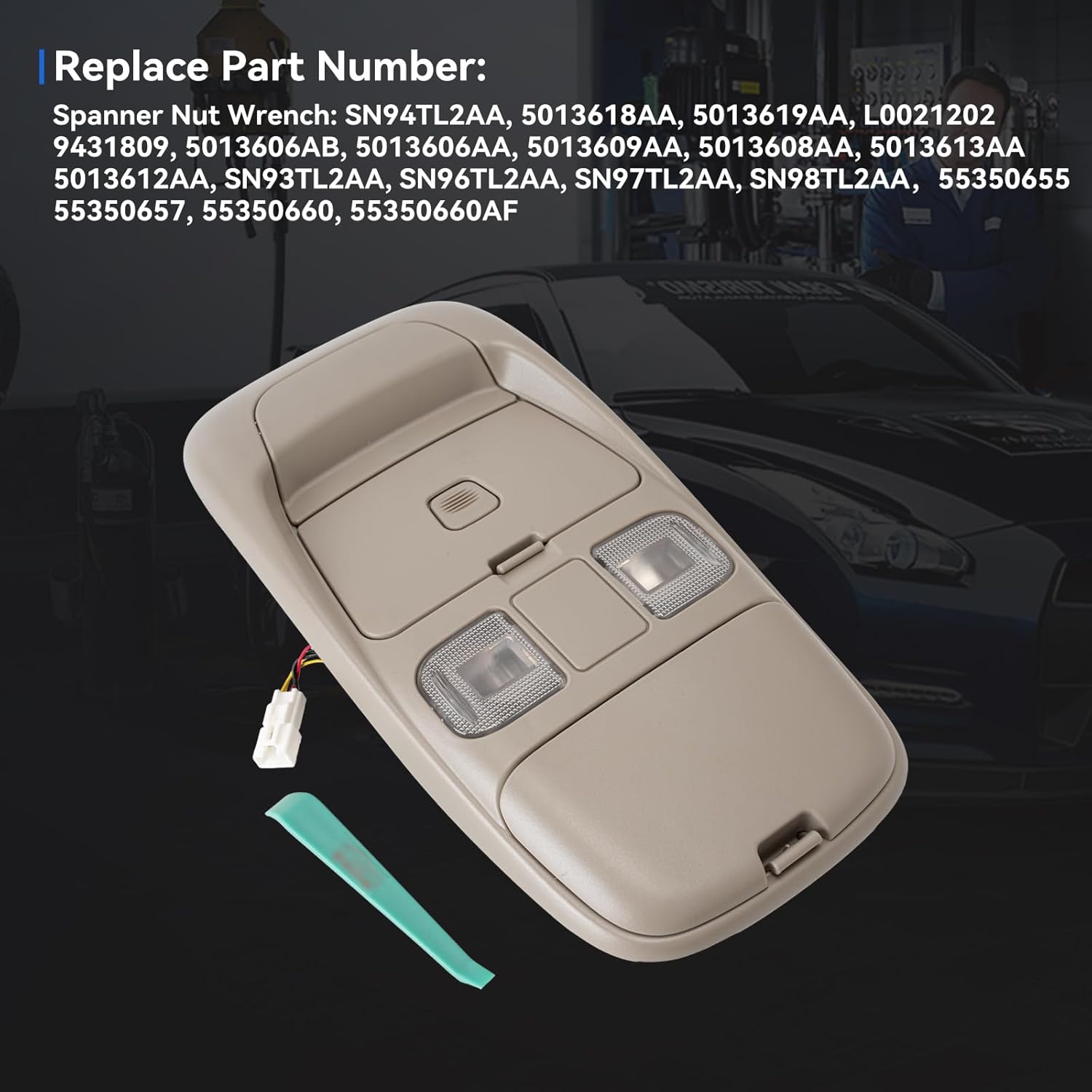 Overhead Dome Light Console Storage 55350657 for 1998 1999 2000 2001 Dodge Ram 1500 2500 Replace SN96TL2AA, Beige