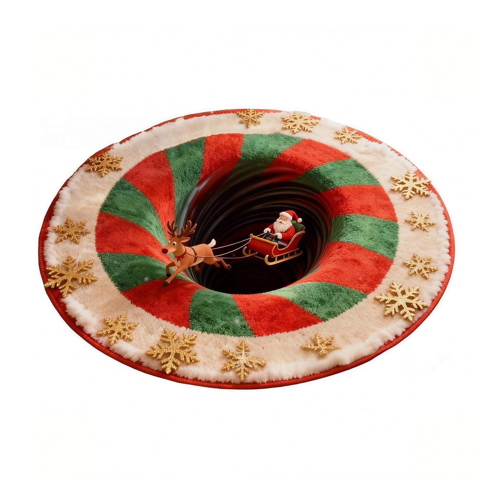 JUXDZISHW C,80 * 80,Christmas 3D Rug – Christmas Optical Illusion Rugs, Round Swirl Rug, Decorative Rugs with Depth Pattern, Funny Santa Claus Non-Slip Mats, for Holiday Entryway Living Room Bedroom