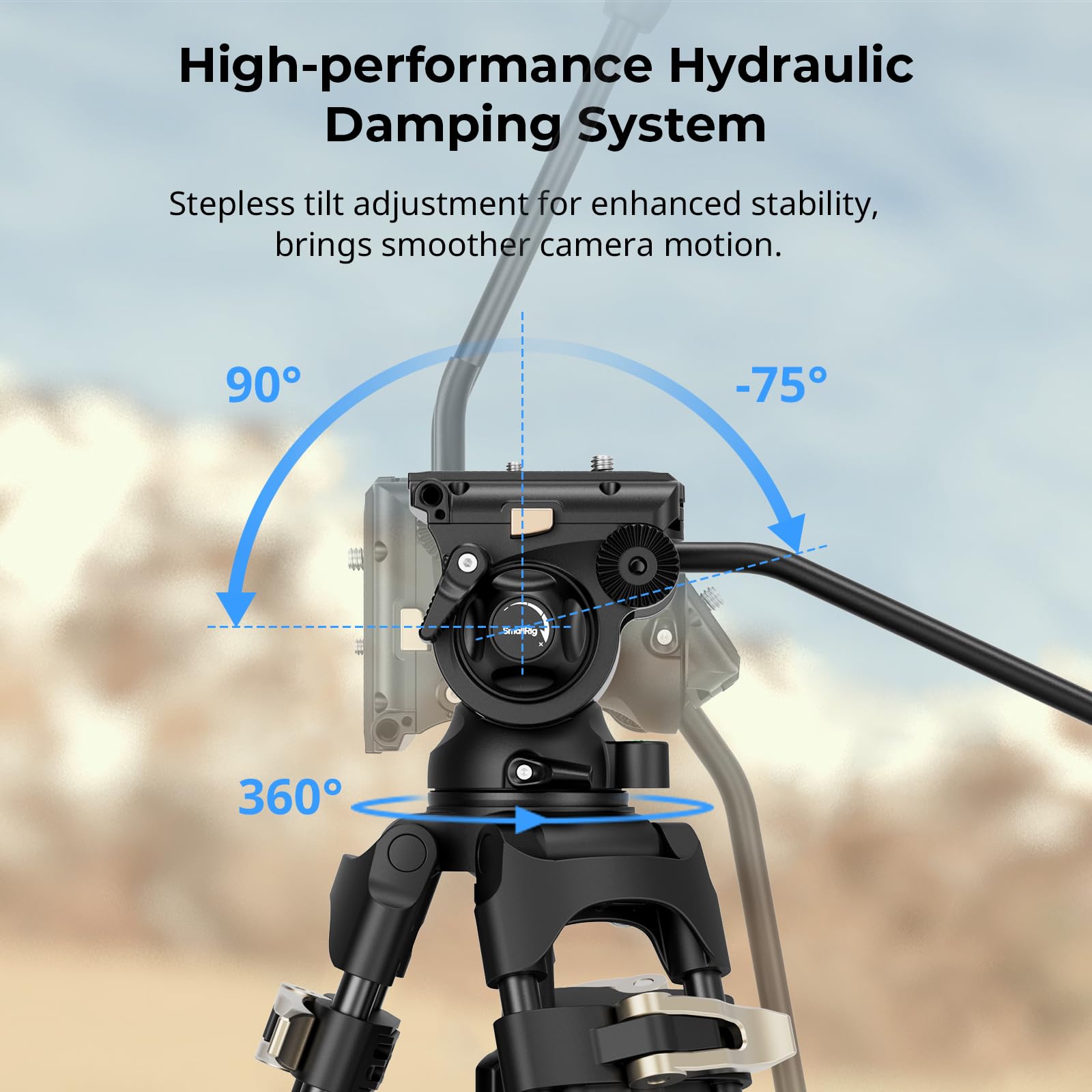 SmallRig AD-01S - Treppiede video da 74 pollici con testa del fluido di inclinazione e inclinazione, piastra a sgancio rapido in modalità doppia, carico fino a 13,2 libbre/6 kg per DSLR, videocamera