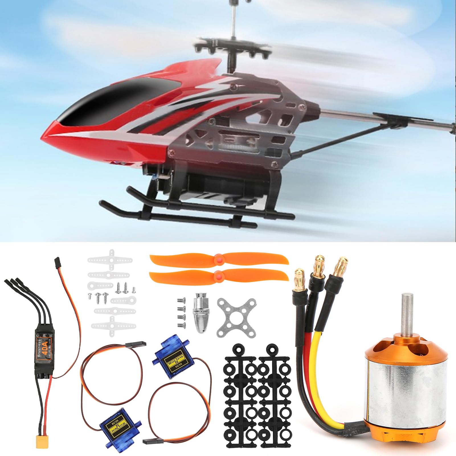 Kit Moteur Avion RC Hélicoptère Brushless ESC 40A XT60 Servo 9G Hélice 1060 2217 1100KV