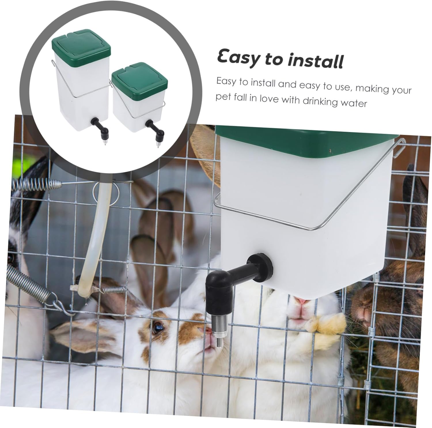 2Pcs Rabbit Water Bottle Automatic Bunny Cage Water Dispenser with Drinking Feature Easy to Clean Self-Watering System for Pet Rabbits and Animals