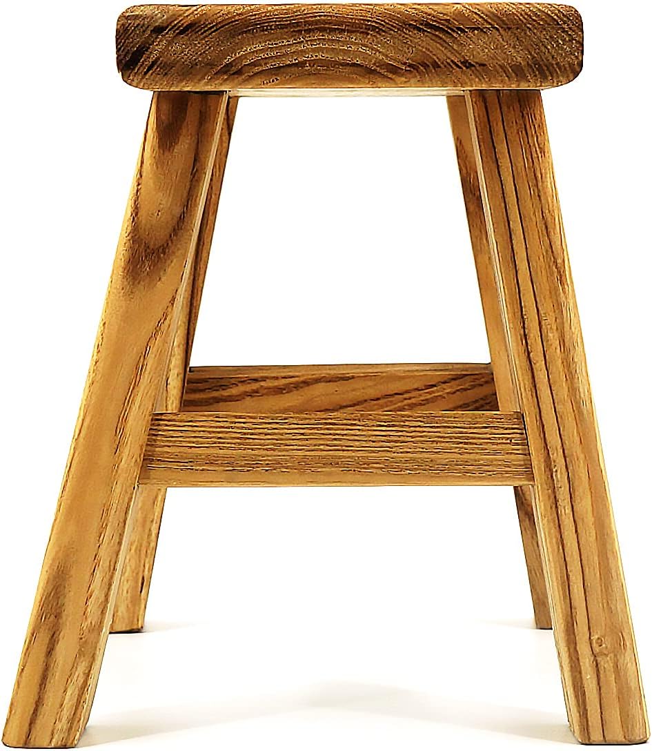 Handmade Solid Wood Stool Milking10 Height Wooden Step Stool Simple Wooden Viking (12" Long 6" Wide)