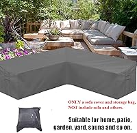 Vista 6 de Funda de sofá seccional para muebles de patio, color gris, resistente a la intemperie, resistente a la intemperie, 420D, Oxford, para exteriores