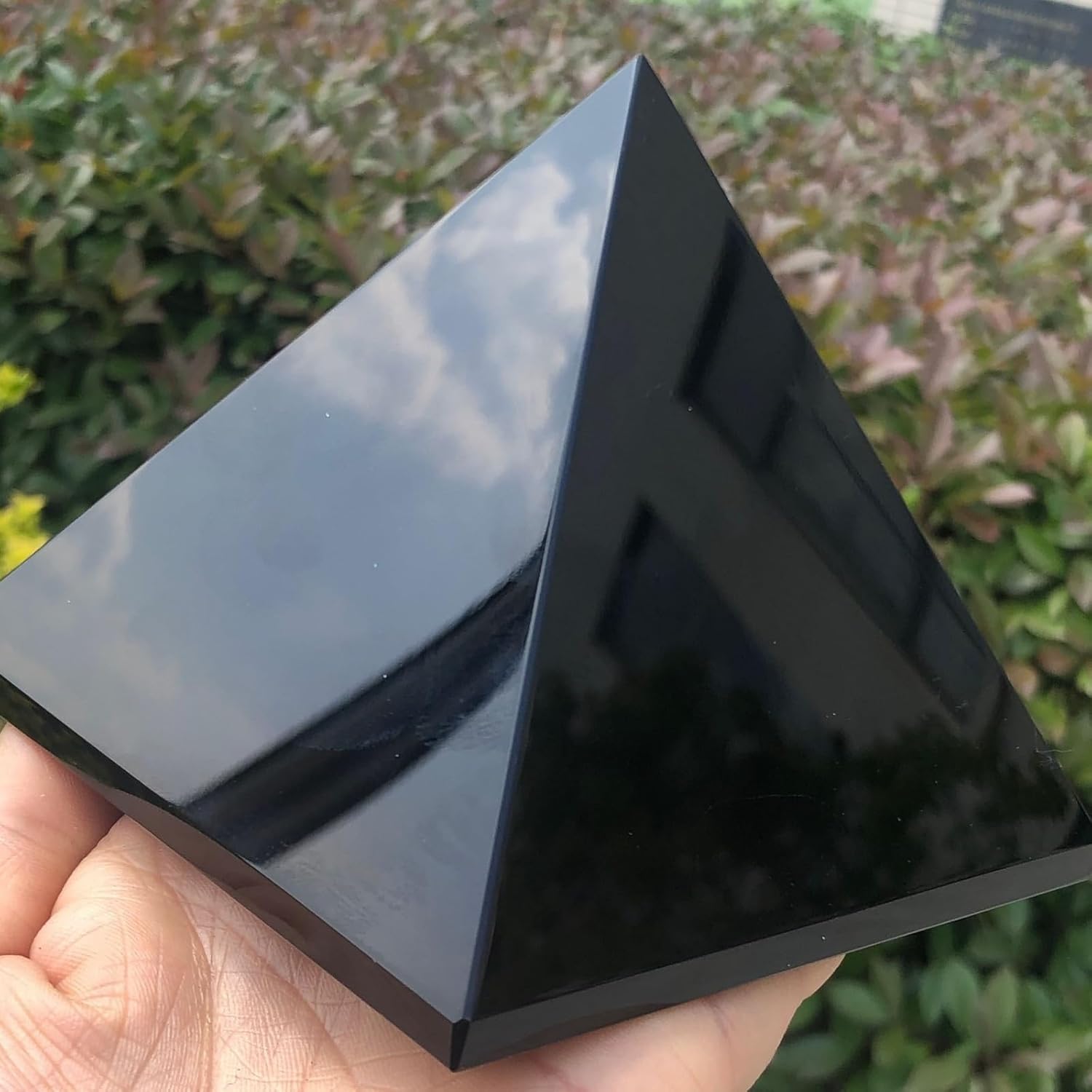 KatLin Obsidian Pyramid Polished Surface Natural Black Crystal Reiki Energy Stone Specimen Decoration Ornaments (Size : 100mm)