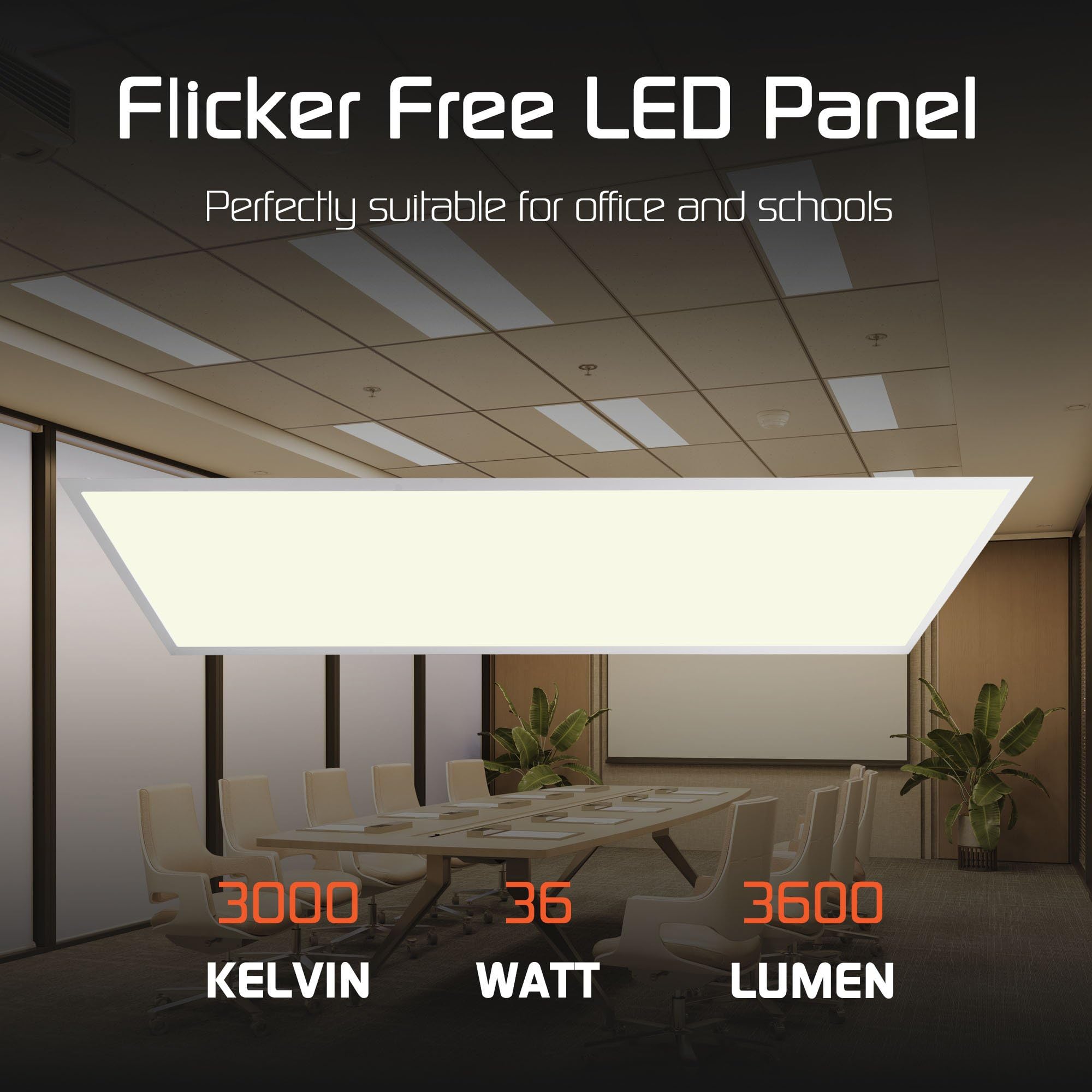 Ledvion - 6X Panel LED, 120x30, 36W, 3000K, UGR <22, 100lm/W, Luminaria empotrada incl., 3 años de garantía