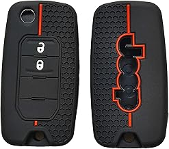 Coperchio Caso Guscio Chiave in Silicone per Auto per per Jeep Compass Renegade Cherokee Grand Dodge Charger Chrysler Journey Wrangler Compass Patriot Liberty Fiat (2 Pulsanti Nero)