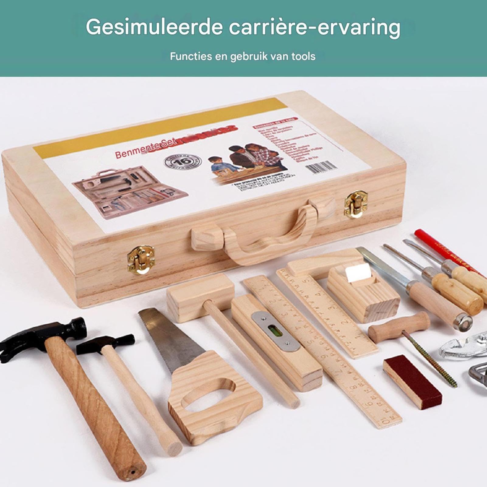 Spielwerkzeug-Set aus Holz, Rollenspiel-Werkzeugkasten Holz-Werkzeugbank | Lernspielzeug aus Holz für Kleinkinder mit Box für Kinder, Mädchen,