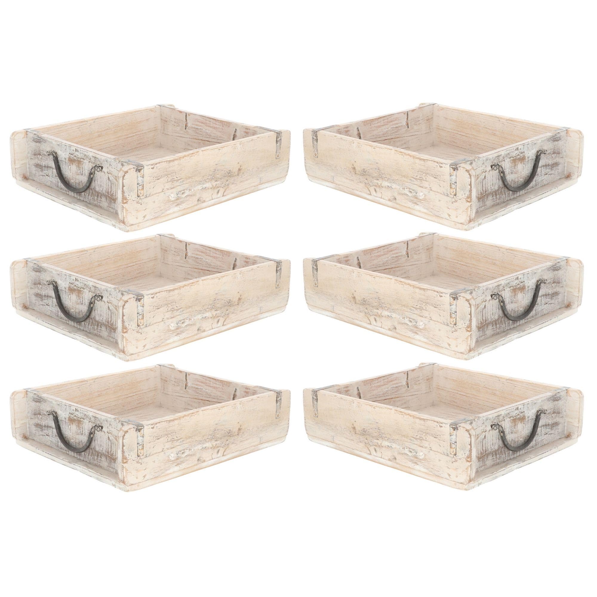 Novaliv 6x Holzkiste Vintage Weiß 30 x 25 x 8 cm Alte Ziegelform Holz Groß Allzweckkiste aus recyceltem Altholz Jede Form EIN Unikat ? Vintage Kiste Deko