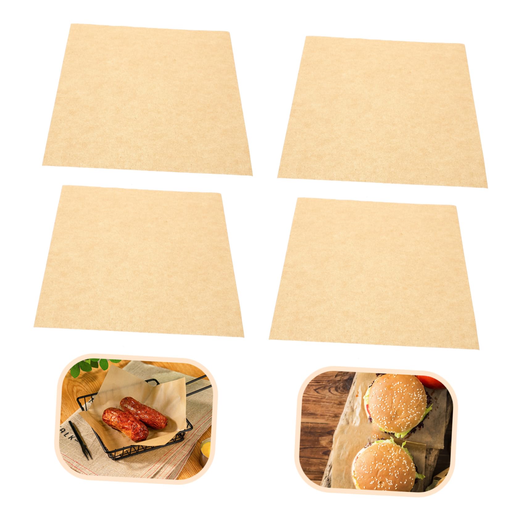 500 Blatt Fettbeständige Back und Frittierpapier Zuschnitte Lebensmittelechte Snack und Verpackungspapiere Einweg Backpapier für Pizza Sandwich und Catering