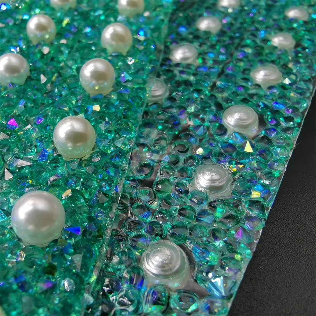 24X40cm Perla Glitter Multicolore Resina Strass Mesh Trim Cristallo Tessuto Foglio Strass Nastro Applique Per Abiti Artigianato E Borse