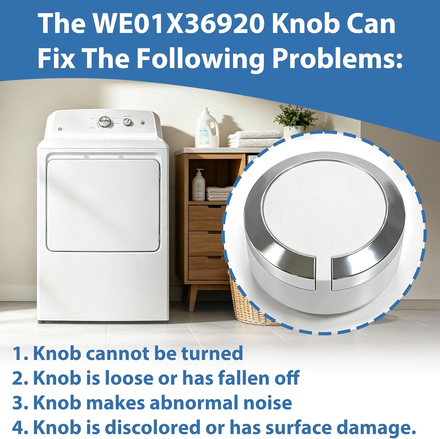 WE01X36920 Dryer Knob, Compatible with ge Cycle Selector Knob
