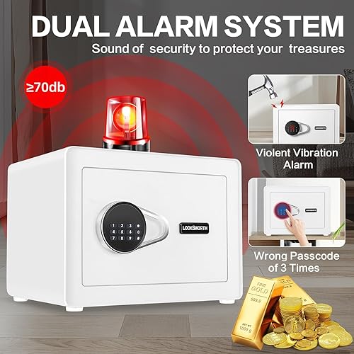 Miniatura 2 de Caja fuerte pequeña de 1.0 pies cúbicos con estante extraíble, sistema de alarma, caja de seguridad electrónica digital para dinero en efectivo,