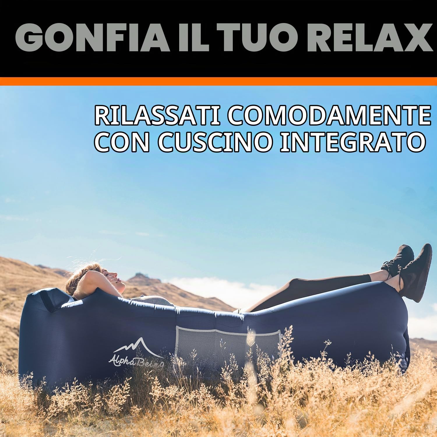 AlphaBeing Lettino Gonfiabile – Il miglior Divano Gonfiabile per Campeggio, Escursionismo, Divano Gonfiabile Ideale per Piscina e Festival, Sedia da Spiaggia Gonfiabile Perfetta per Adulti