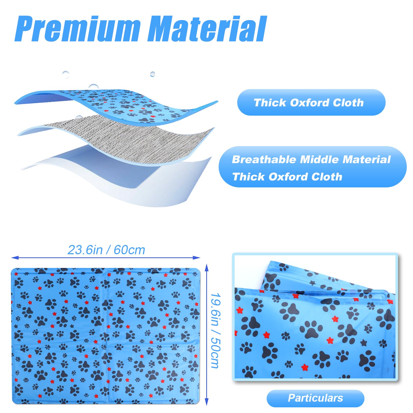 Tapis Rafraichissant Chien & Chat, 60×50cm Coussin Rafraichissant pour Chien, Tapis Refrigerant pour Animaux, Étanche et Facile à Nettoyer, Convient aux Petits et Grands Chien de Compagnie