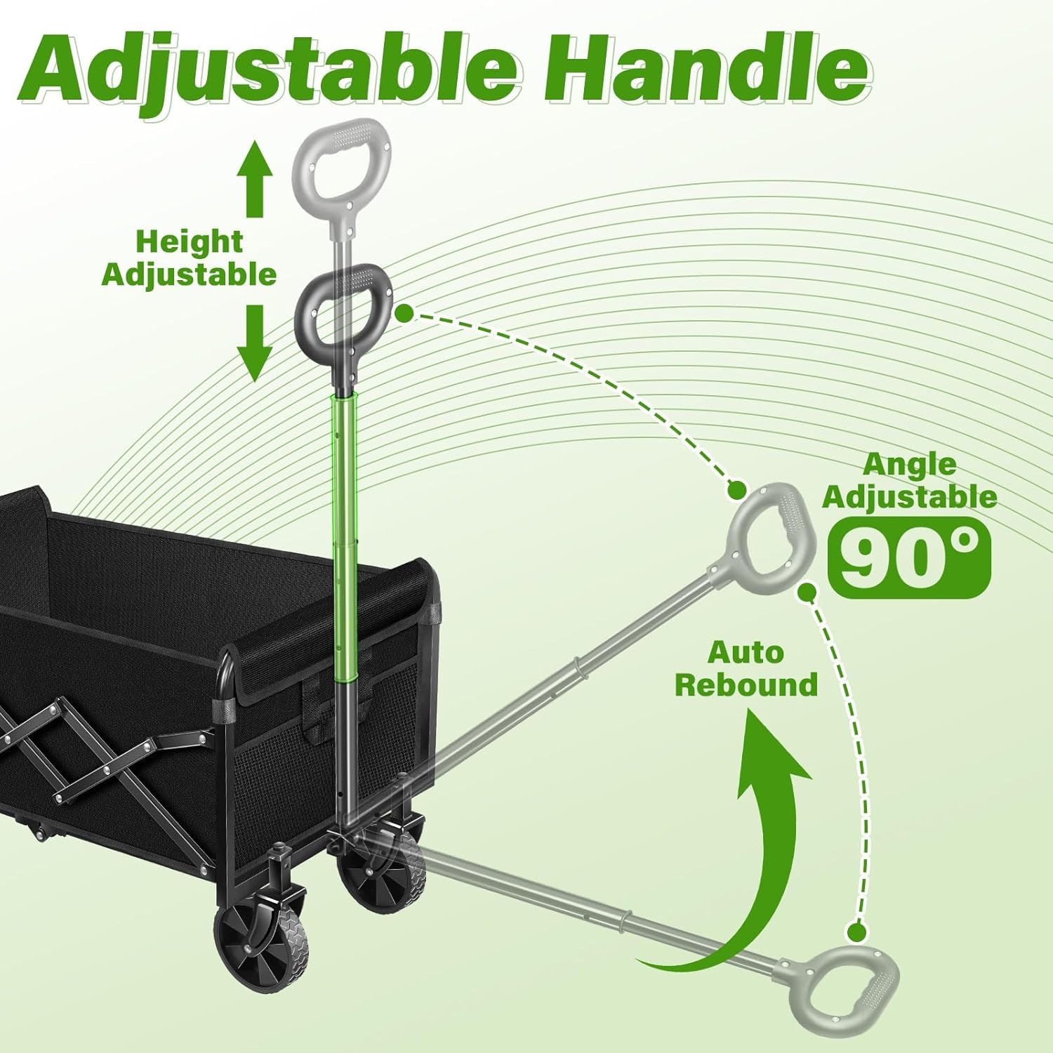 Wagons Carts Foldable - Collapsible Folding Wagon, Portable Folding Wagon Cart with Wheels, Outdoor Utility Carts for Groceries, Camping, Sports, Shopping, Garden, Black