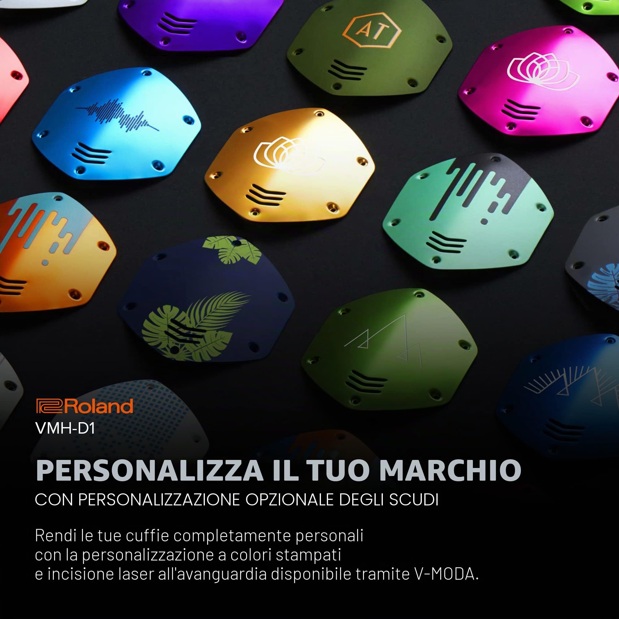 Roland VMH-D1 Cuffie per V-Drums | Progettate da Roland & V-Moda per le V-Drums & Tutte le Batterie Elettroniche | Suono Immersivo | Massimo Comfort | Cavo Lungo Per Suonare Senza Intoppi