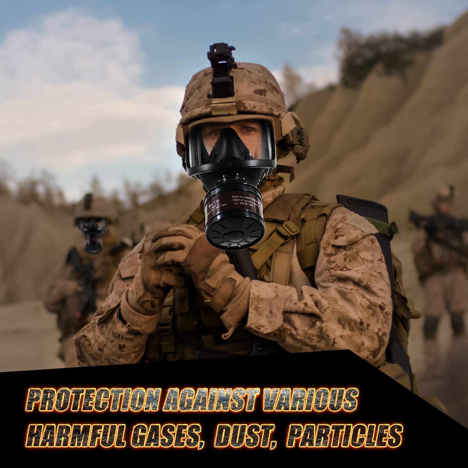 Maschera a gas di sopravvivenza nucleare e chimica, maschera a gas con filtro ai carboni attivi da 40 mm