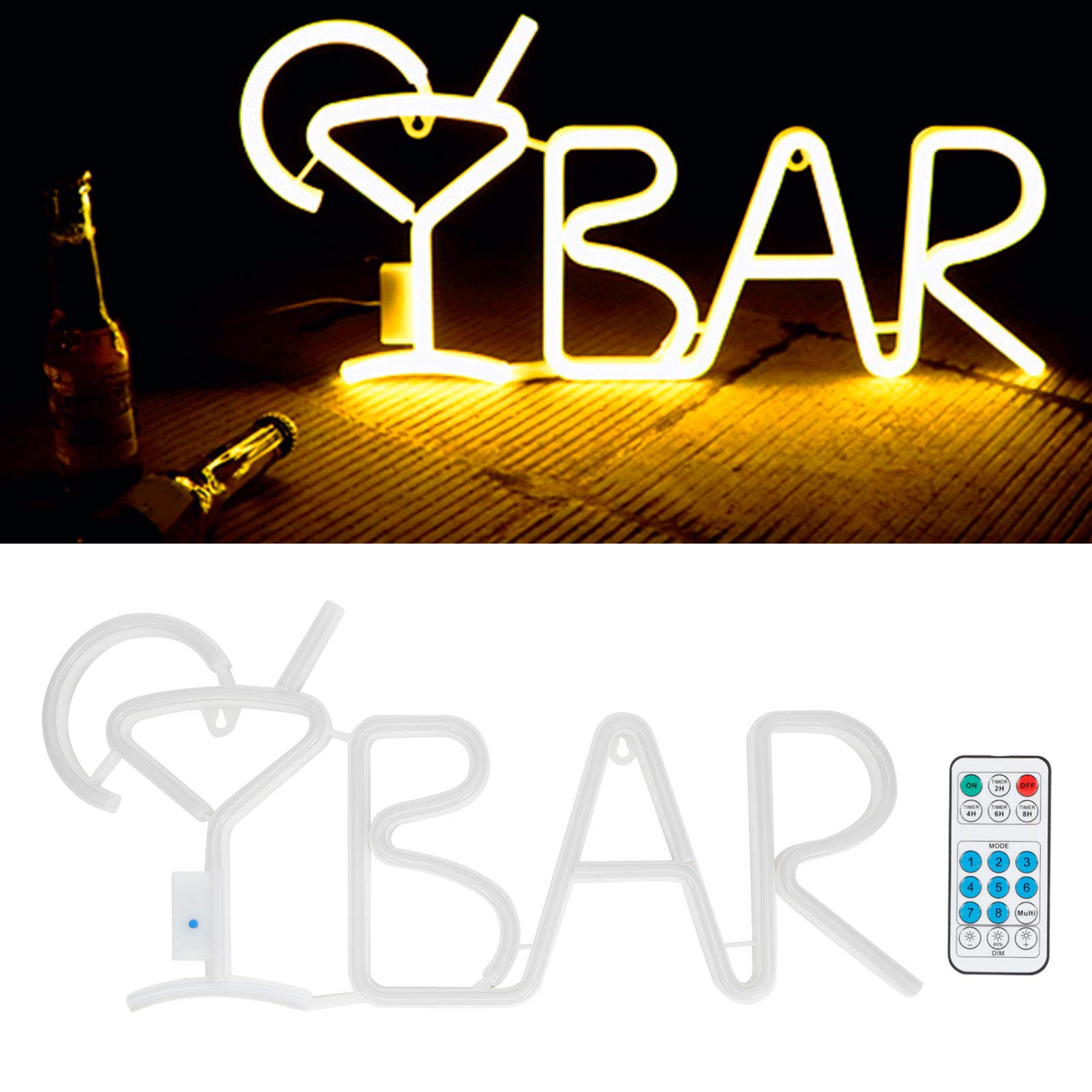 03 Luz LED con Letra de Control Remoto, luz Decorativa con Letra de alimentación USB con Letra Inglesa de Ahorro de energía,(Warm Yellow Light)