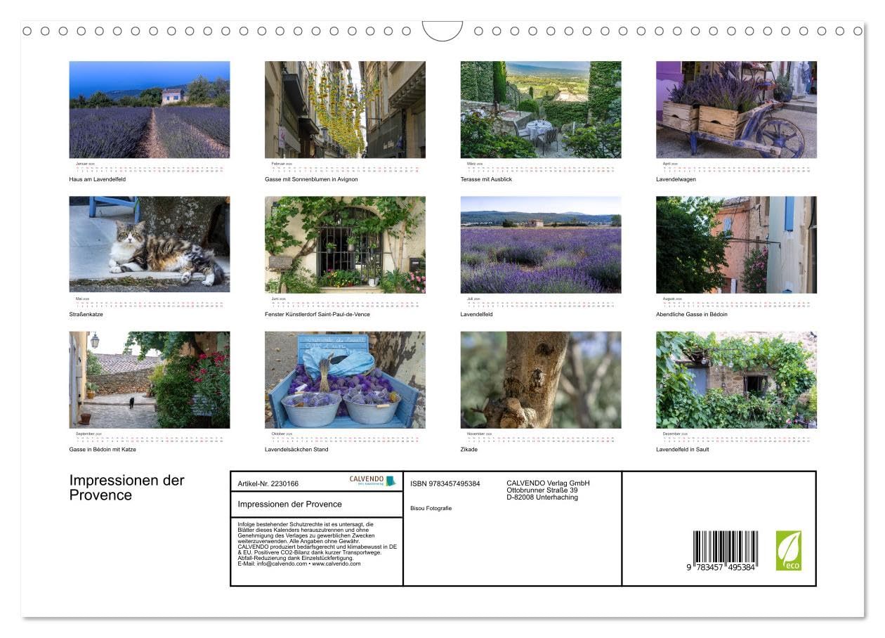 Impressionen der Provence (Wandkalender 2026 DIN A3 quer), CALVENDO Monatskalender: Ein Spaziergang durch die Farben der Provence