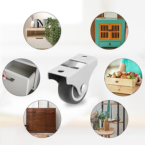 Miniatura 6 de 8 ruedas giratorias de 1.25 pulgadas de perfil bajo, ruedas de goma pequeñas fijas con rodamiento de bolas silenciosas, ruedas pequeñas para muebles