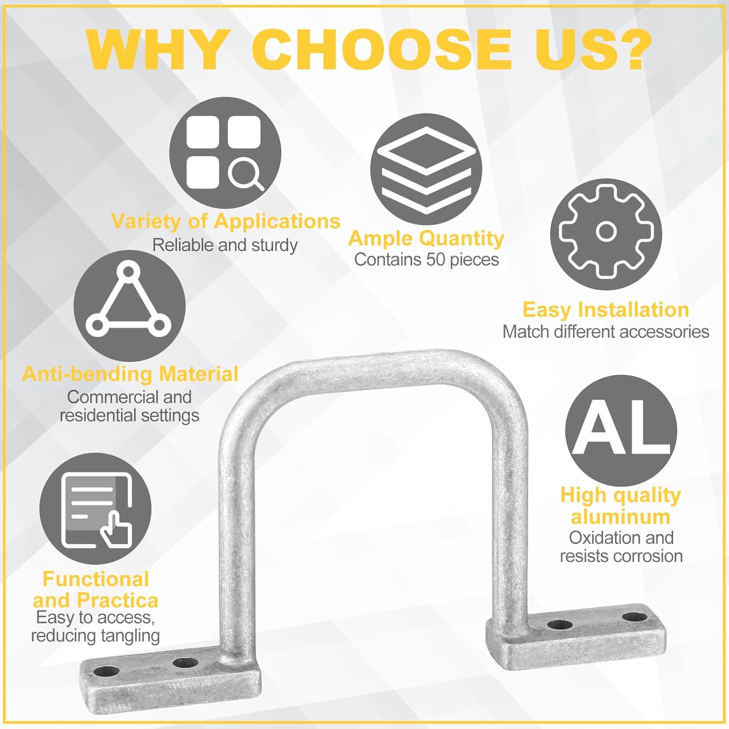 50 Pcs Distribution Rings Aluminum D Ring for Sorting Out Electric Cables, Cable Management, for Commercial and Residential Use, Silver (2 Inch)