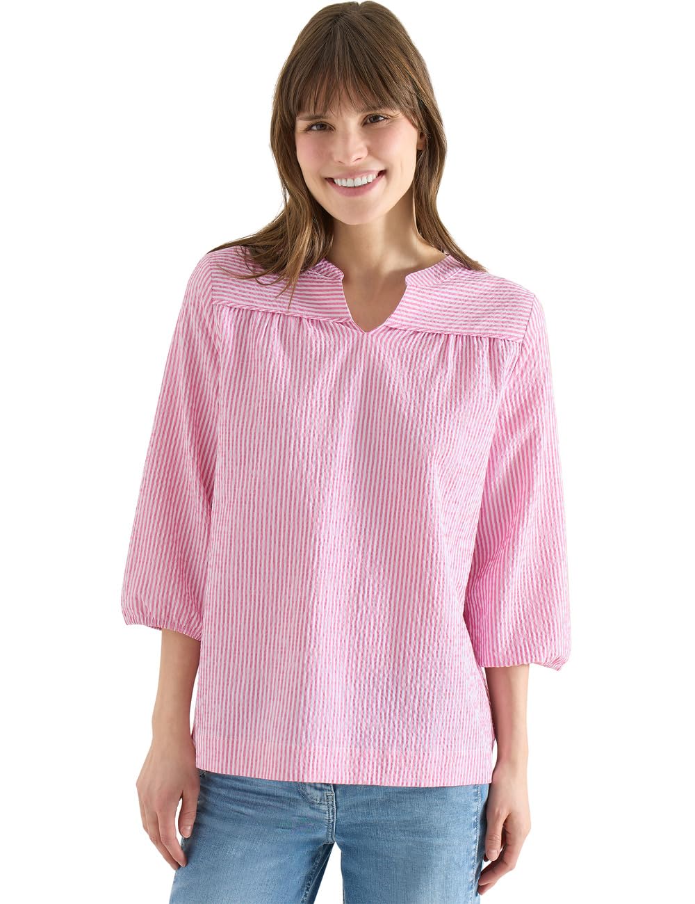 Cecil Damen 3412881 3/4-Arm Bluse in Seersucker Qualität (1er Pack)