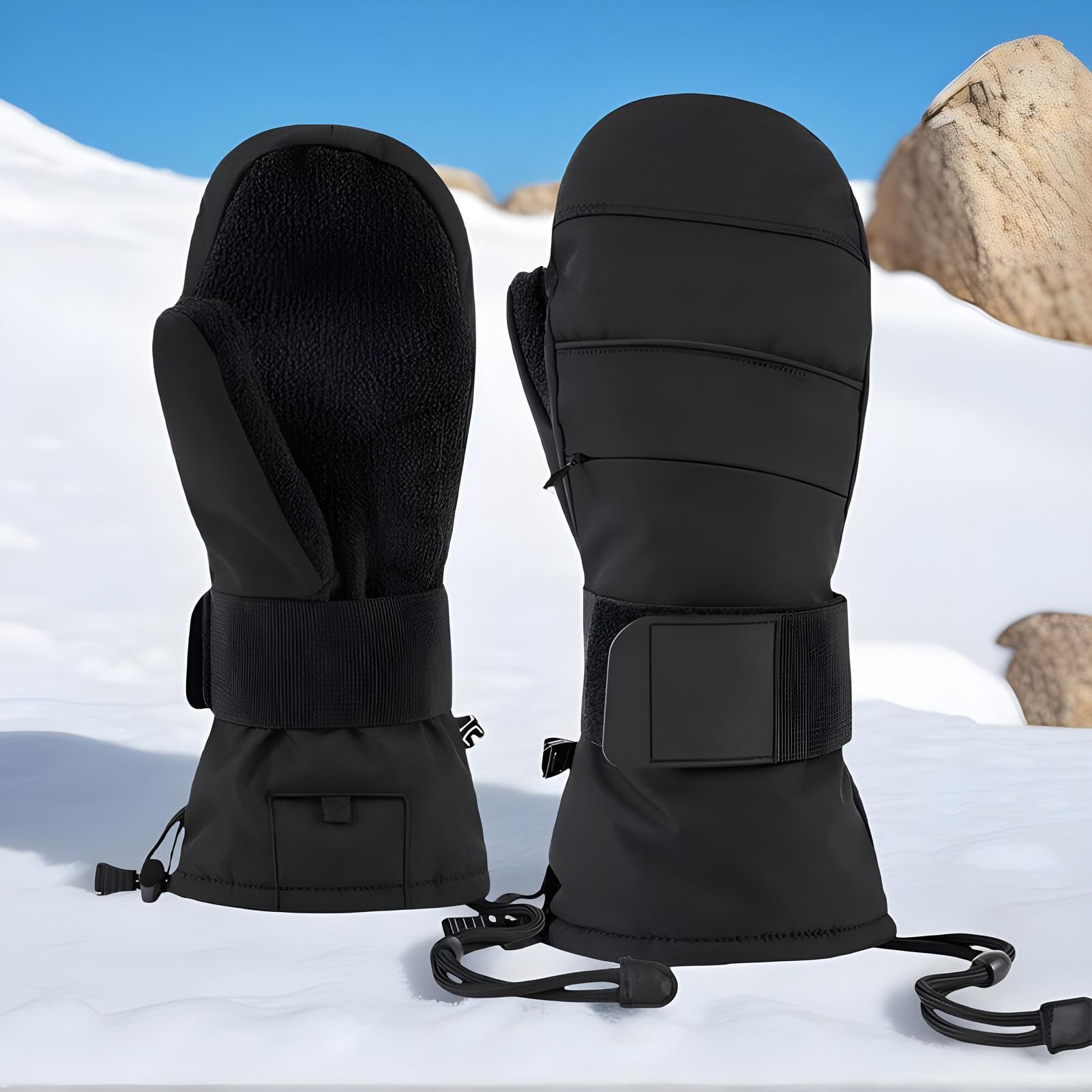 Guanti da moto per tempo freddo, guanti da guida touchscreen, con protezione per il polso e fodera interna in pile, per uomo in inverno, per moto, ciclismo, guida e