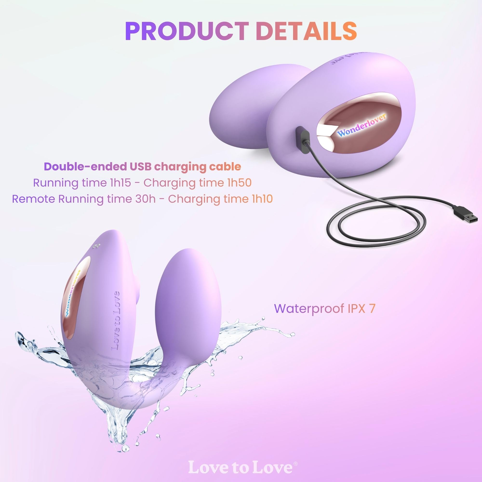 Love to Love Wonderlover – Sex toy ovetto vibrante con telecomando a distanza, doppia stimolazione clitoride & punto G, tecnologia flapping, 9 modalità, impermeabile, utilizzo a mani libere