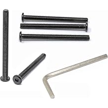 iexcell 5 Pcs M8 x 95mm Thread Pitch 1.25 mm Stainless Steel 304 Hex Socket Flat Head Cap Screws Furniture Screws Bolts Kit, Head Edge Chamfered, Black Oxide Finish