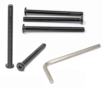 iexcell 5 Pcs M8 x 95mm Thread Pitch 1.25 mm Stainless Steel 304 Hex Socket Flat Head Cap Screws Furniture Screws Bolts Kit, Head Edge Chamfered, Black Oxide Finish