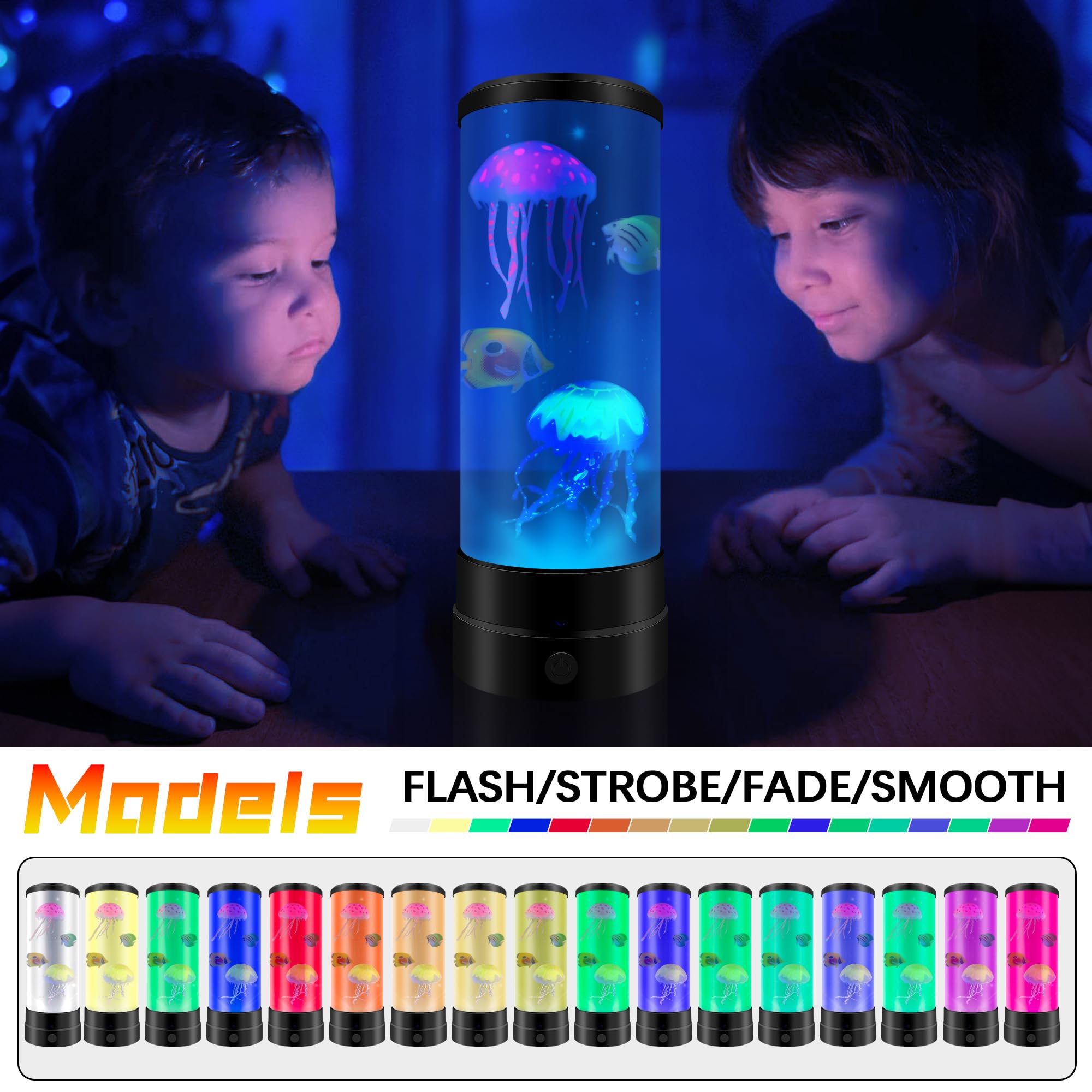 Jellyfish Lamp, Jellyfish Lamp for Kids 17 Colors Changing with Remote Control, USB Powered Jellyfisha Lamps for Adults, Jelly Fish Light Lamps Christmas Halloween Gifts for Teen Boys Room Decoration
