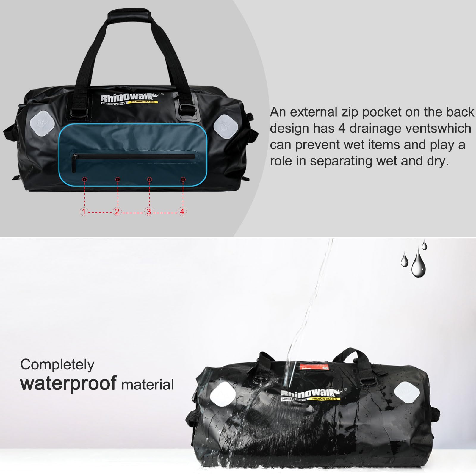 WILDKEN 65L Bolsa Moto Asiento Trasero Impermeable Alforjas Moto con Tracolla Bolsa Trasera Moto Bolsa de Viaje per Moto para los Hombros Adecuada para Ciclismo, Camping, Deportes